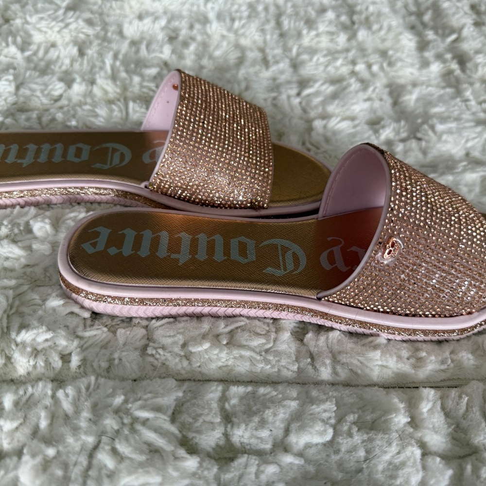 Juicy Couture Pink and Gold Embellished Sandals 7.5